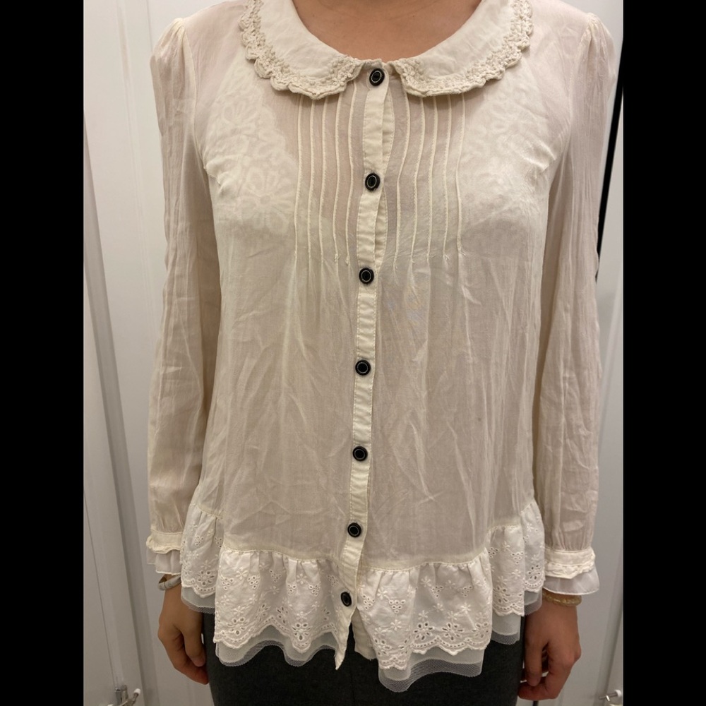 Vintage Look Cream blouse shirt S